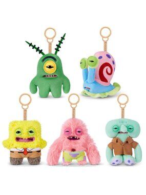 FULL SET Fuggler x Spongebob Patrick Gary Squidward Plankton 5" Plush Keychain